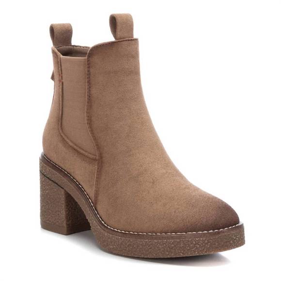 NEW XTI women's suede ankle booties in taupe - Picture 1 of 3